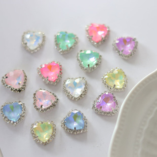 12mm color mocha color love shape hand-sewn diamond glass rhinestone crystal buckle jewelry clothes accessories DIY