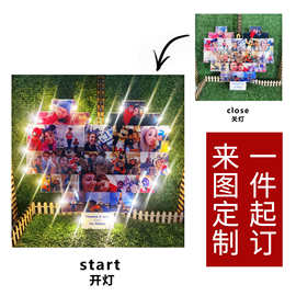 diy心形照片灯小夜灯情人节图片彩印生日氛围灯摆件led灯串led灯