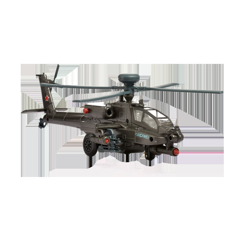 1: 64 Apache modelo de aviación de aleación de helicóptero simulación de sonido y luz ayuda educativa cultural militar venta al por mayor transfronteriza