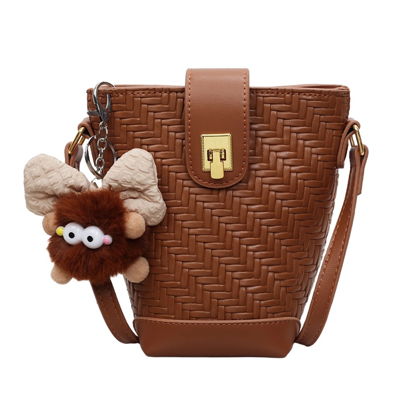 Bolsa de cubo de tejido coreano simple para mujeres 2025, otoño y invierno, nueva moda, bolso de hombro, bolso de moda casual, bolso de mochila