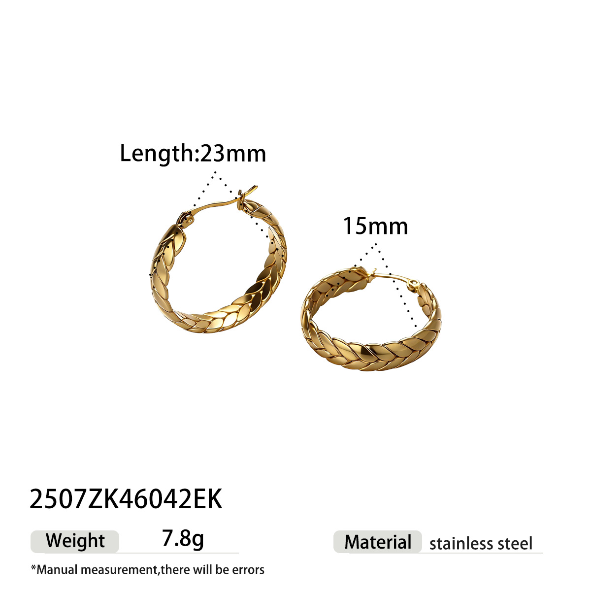 TENA europa y americana pendientes de acero inoxidable temperamento de alta calidad trenzado galvanizado de oro de titanio de 18k inserciones de joyería transfronteriza
