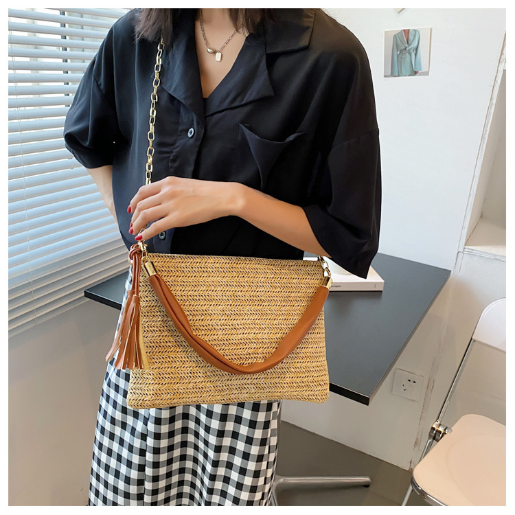 Wholesale Accessories Straw Woven Chain Tassel Messenger Bag Nihaojewelry display picture 6