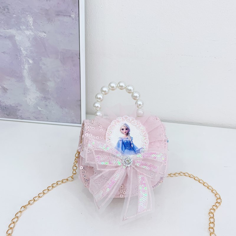 Nuevo comercio exterior de encaje flor de hombro para niñas bolsos de moda perlas arco bolsos de niños bolsos de cambio de dibujos animados