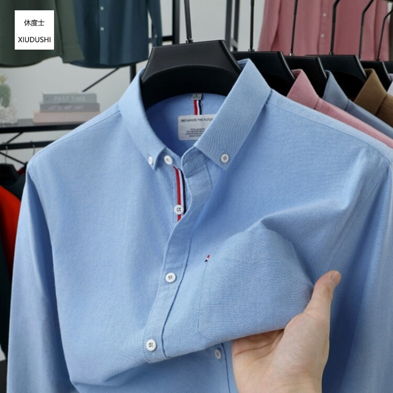 2026 Autumn 100% Pure Cotton Long-Sleeved Men's Shirt Tommy Business Lapel High-End Casual Long-Sleeved Shirt for Men