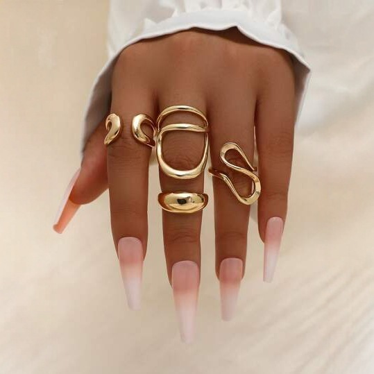 Cross-Border Hot-Selling Fashion Personality European and American Alloy Geometric Hollow Creative Versatile Ring Women's Open Adjustable Ring