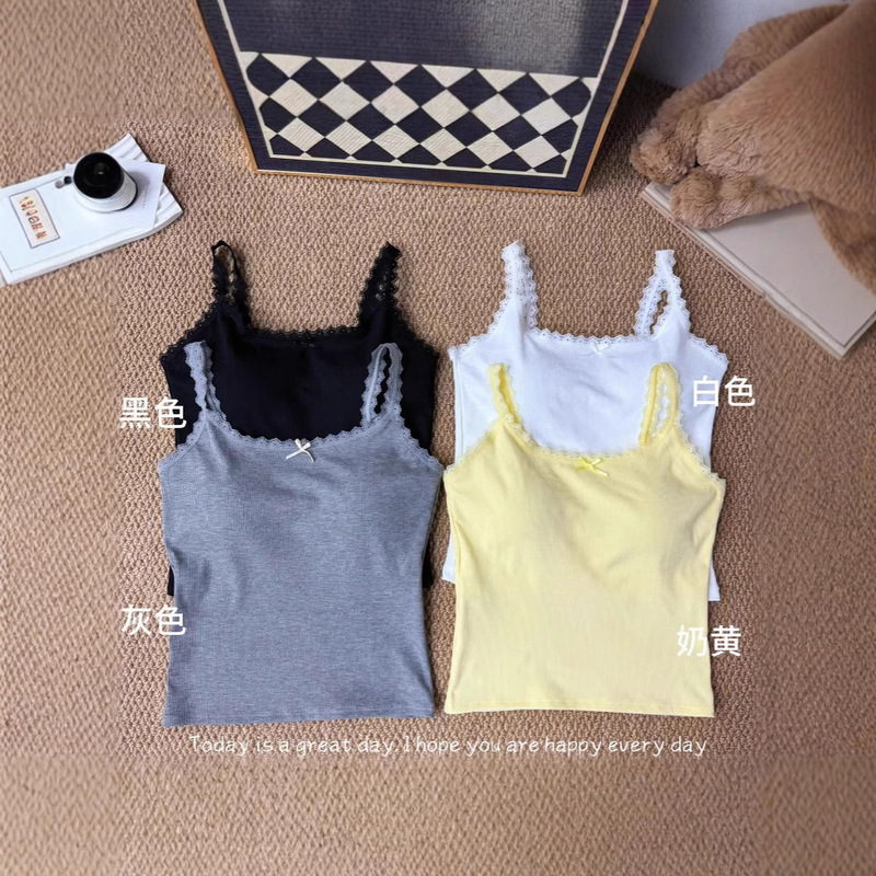 2025 Summer French Lace Retro Sexy Large U-Back Vest Fashionable All-Match Push-up Base Strap Top 2025 Summer French Lace Retro Sexy Large U-Back Vest Fashionable All-Match Push-up Base Strap Top