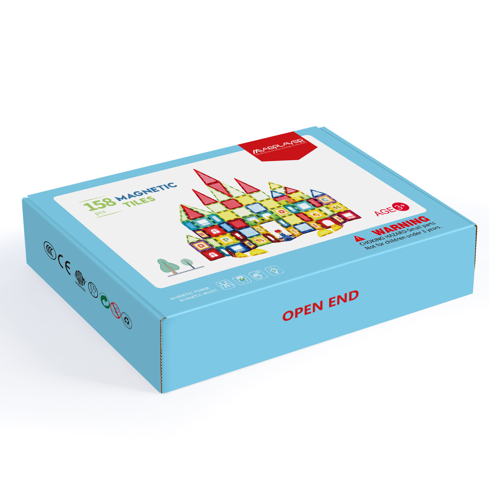 Jugador magnético mágico JD.com 158 piezas de caja de colores juguetes para niños ventanas magnéticas rompecabezas puzzle de bloques