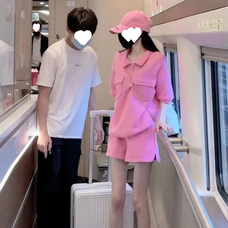 运动休闲套装女夏季显瘦小个子炸街时尚减龄短袖短裤两件套洋气潮|undefined