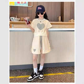 韩版女童夏装套装2025新款休闲宽松中大儿童短袖短裤衣服百搭潮款