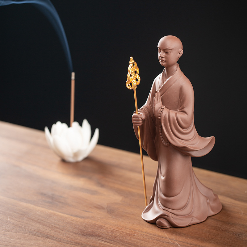 New Chinese-style Purple Clay Ceramic King Bodhisattva Buddha Statue Worship Ornaments Zen Home Living Room Entrance Desktop Gift New Chinese-style Purple Clay Ceramic King Bodhisattva Buddha Statue Worship Ornaments Zen Home Living Room Entrance Desktop Gift