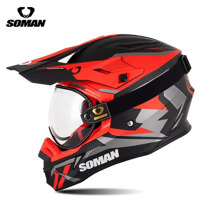 Motosiklet kaskı (dəbilqə) Bike Off-Road Helmet, Downhill Kart - black-and-red-lightning-with-t3-transparent-s