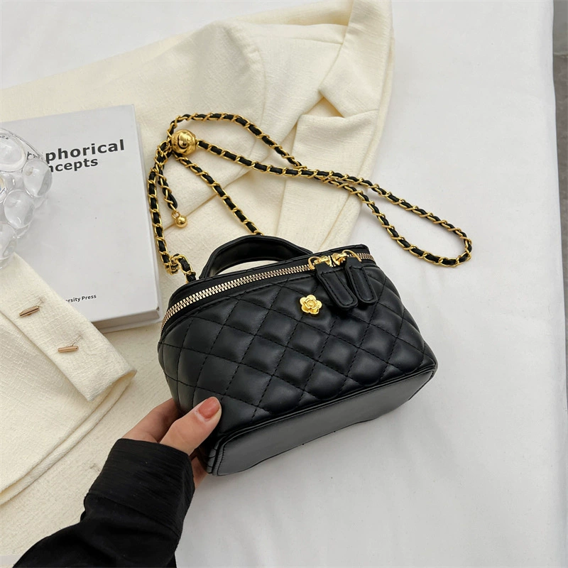 Square box, trend fashionable small bag, universal shoulder bag with diamond pattern