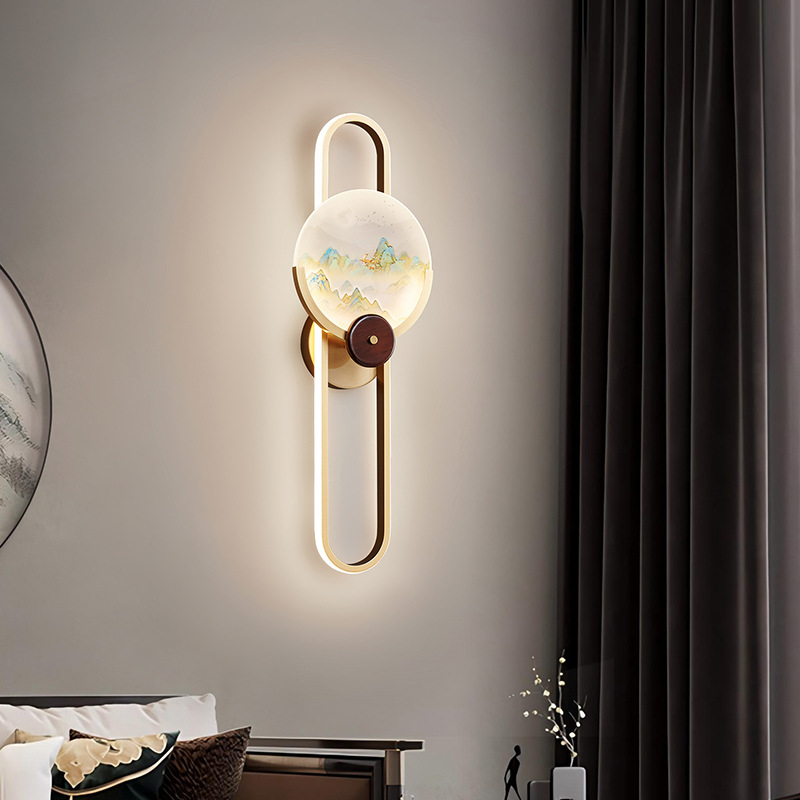 lámpara de pared del dormitorio nuevo estilo antiguo chino madera maciza moderna minimalista sala de estar pared de fondo escalera lámpara de cabecera de cama 523L