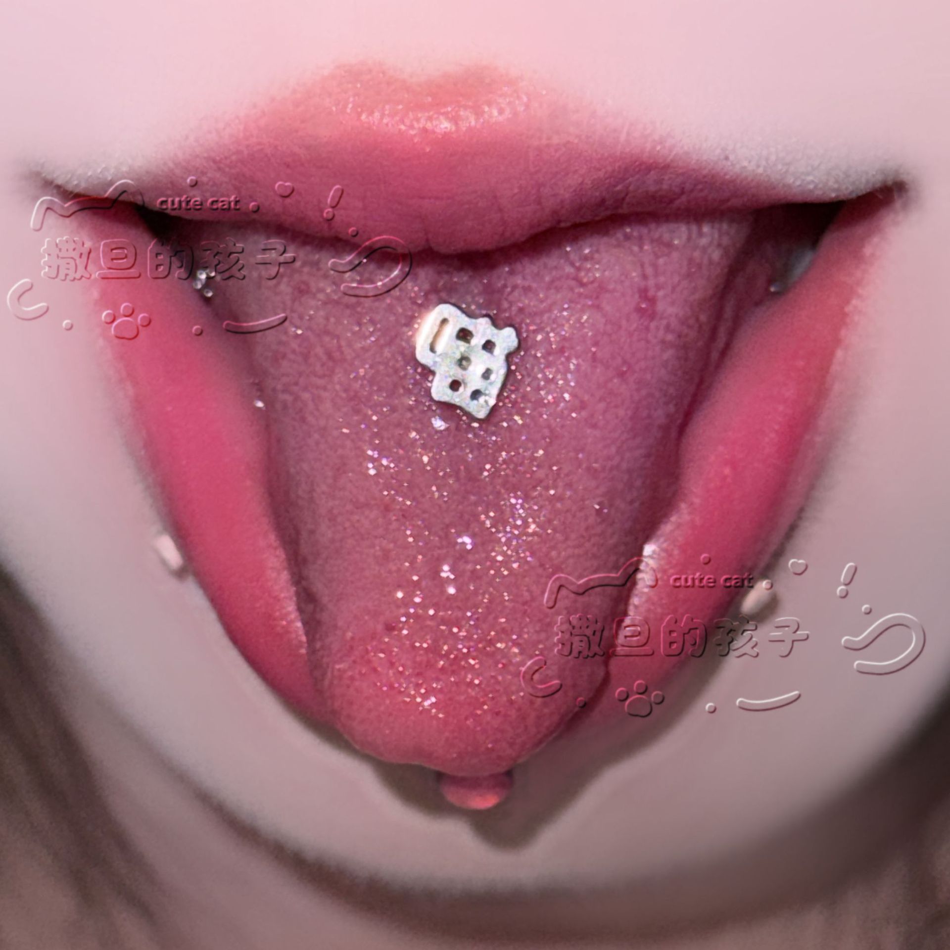Satan's Child Meow Tongue Piercing Drinkable Tongue Ring Stainless Steel Sexy Cute Tongue Jewelry detail image 1