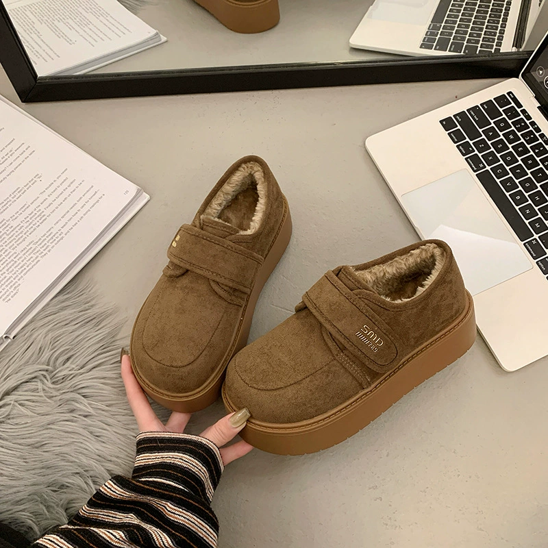Other Matte Winter Platform Boots - Warm Shearling-Lined Interior and Velcro Strap