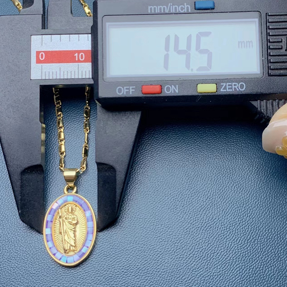 Fashion Oval Copper Inlaid Shell Necklace 1 Piece