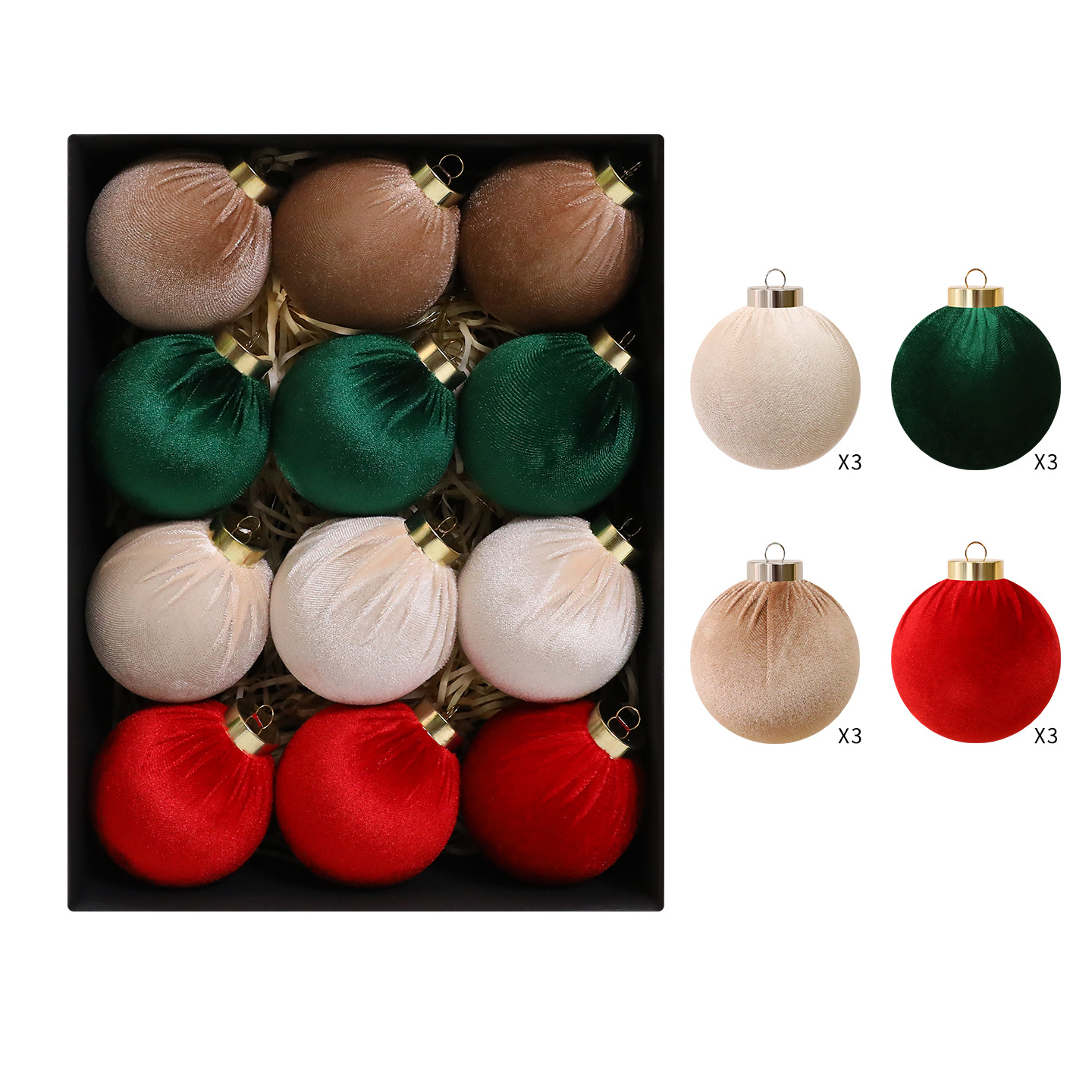 Amazon explosión 8cm / 15PCS bola de tela decoración de Navidad decoración de Navidad colgante al por mayor