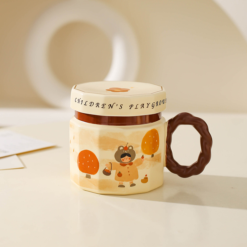 Vintage Girl Taza de cerámica regalo de mano pareja taza de agua taza de oficina de chicas taza de café