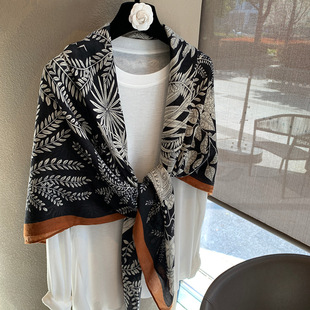 Tropical Rainforest Large Square Scarf for Women 2025 Spring and Summer New Scarf Air-Conditioned Room Outer Shawl Travel Sun Protection Silk Scarf