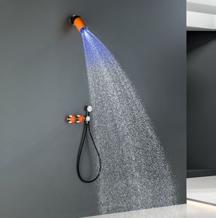 Gun Gray Simple Spotlight Art Concealed Hot and Cold Water All-Copper Shower Set Bathroom Hidden Pre-Embedded Booster Shower