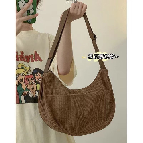 Stylish Ins Fall/Winter Crossbody Bag 2025 New Trend Student Small Bag Saddle Bag Unique Shoulder Bag Canvas Bag
