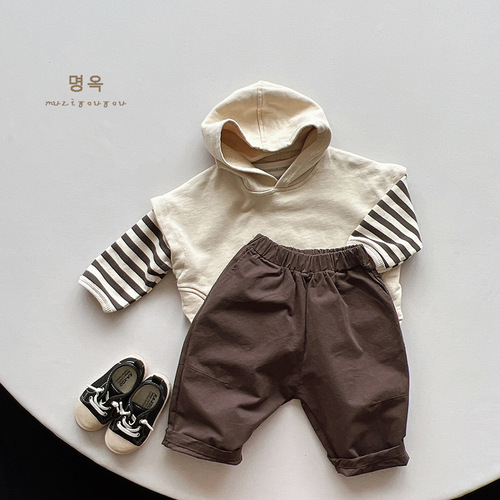Korean style personalized trendy children's vest 2024 spring and autumn new style hooded sweatshirt vest for boys and girls, children's clothing