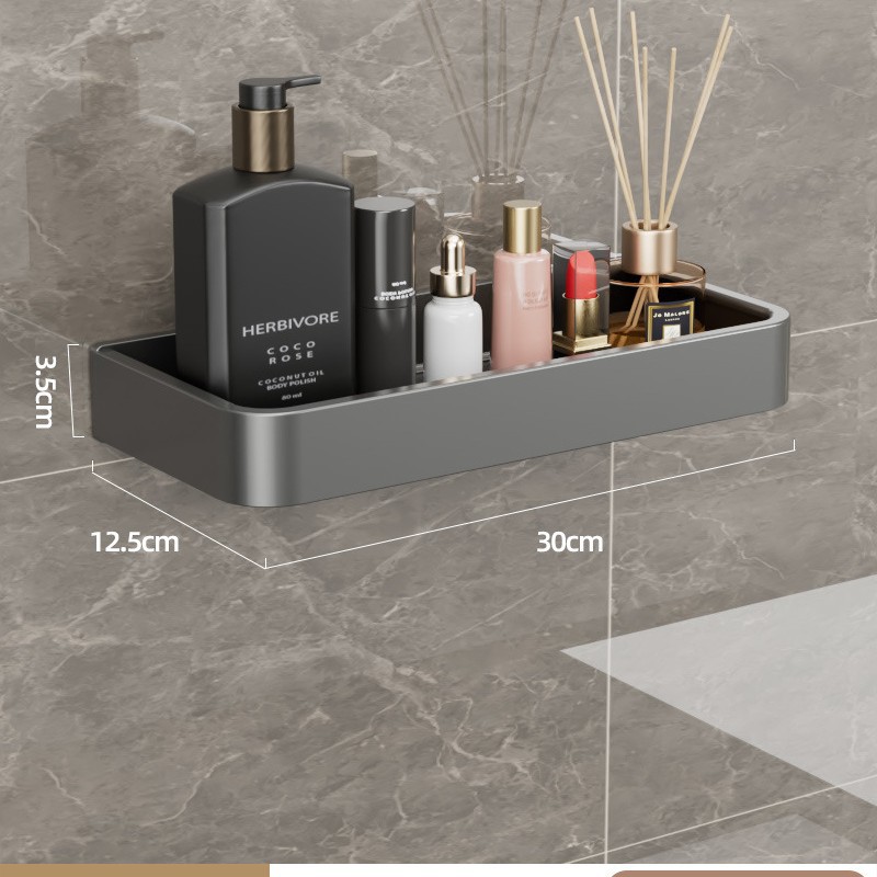 Pistola de baño gris triángulo almacenamiento rack montado en la pared de ponche-libre baño Baño lavabo esquina almacenamiento