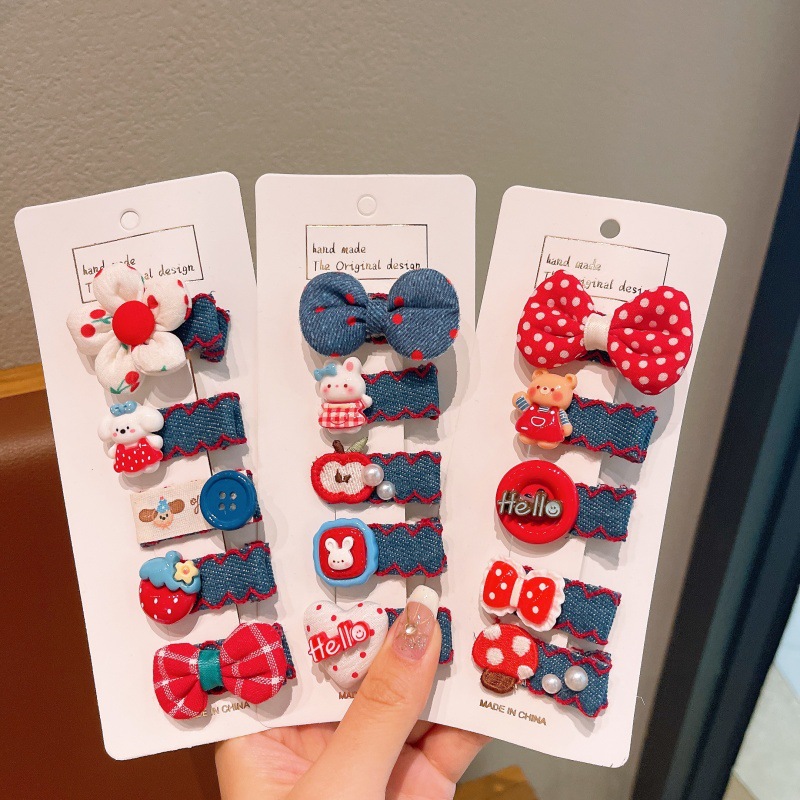 Clip de cabello de arco para bebé no daña cabello jeans perlas para bebés BB clip de cabello para niños laterales para niñas