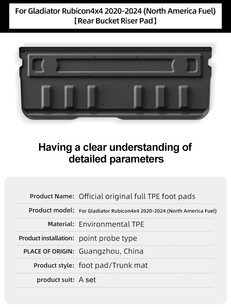 Suitable for 20-24 Jeep Gladiator Car Floor Mats, Stain-Resistant and Waterproof Tpe Floor Mats Cross-Border