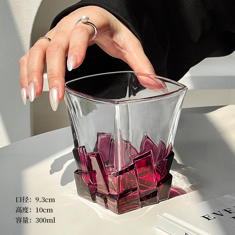 太空银冰块杯艺术感限定酒杯创意轻奢玻璃杯高级感水杯子威士忌杯|undefined