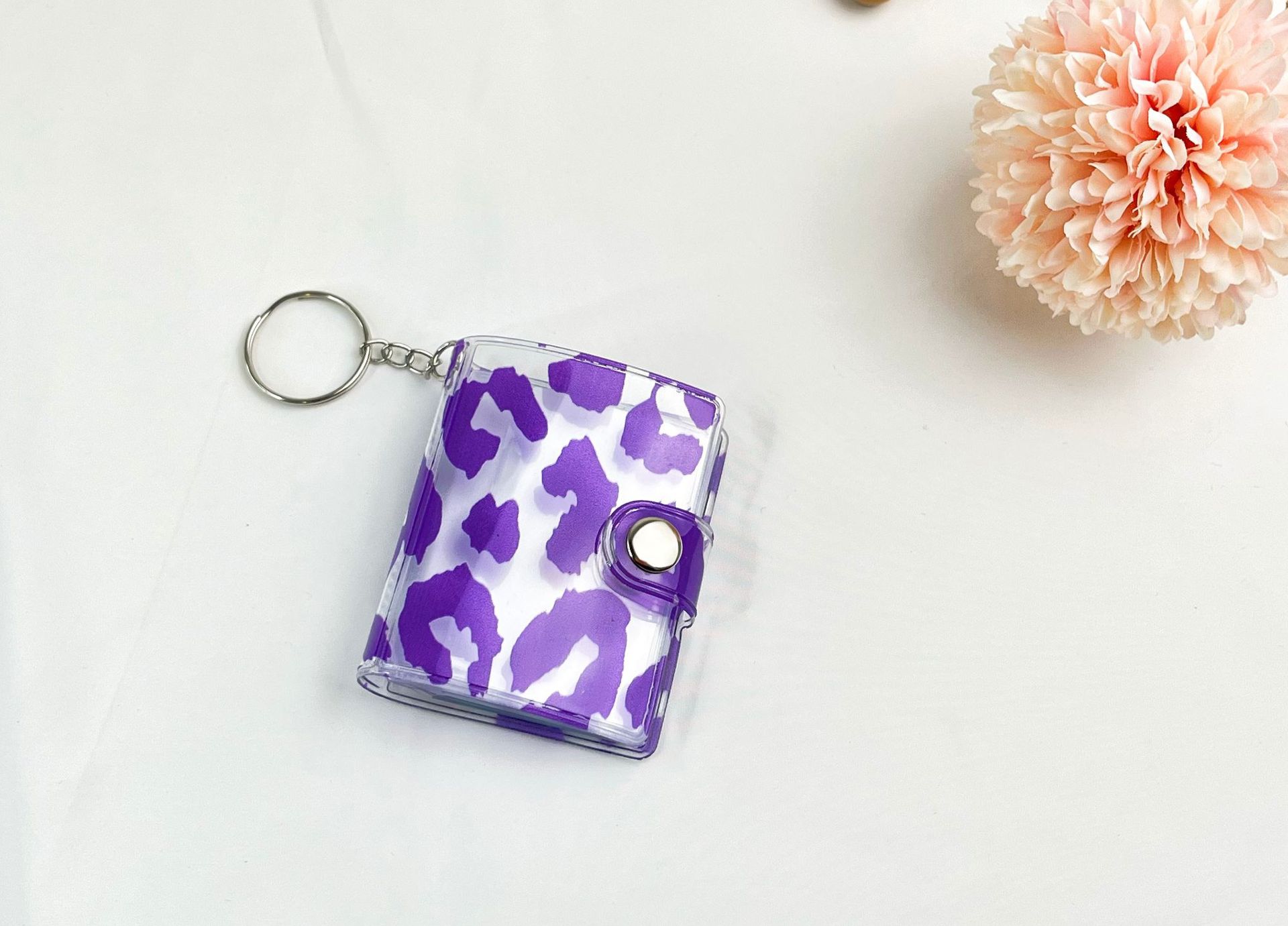 2 인치 레오파드 무늬 보라색 사진 앨범 일반 버클