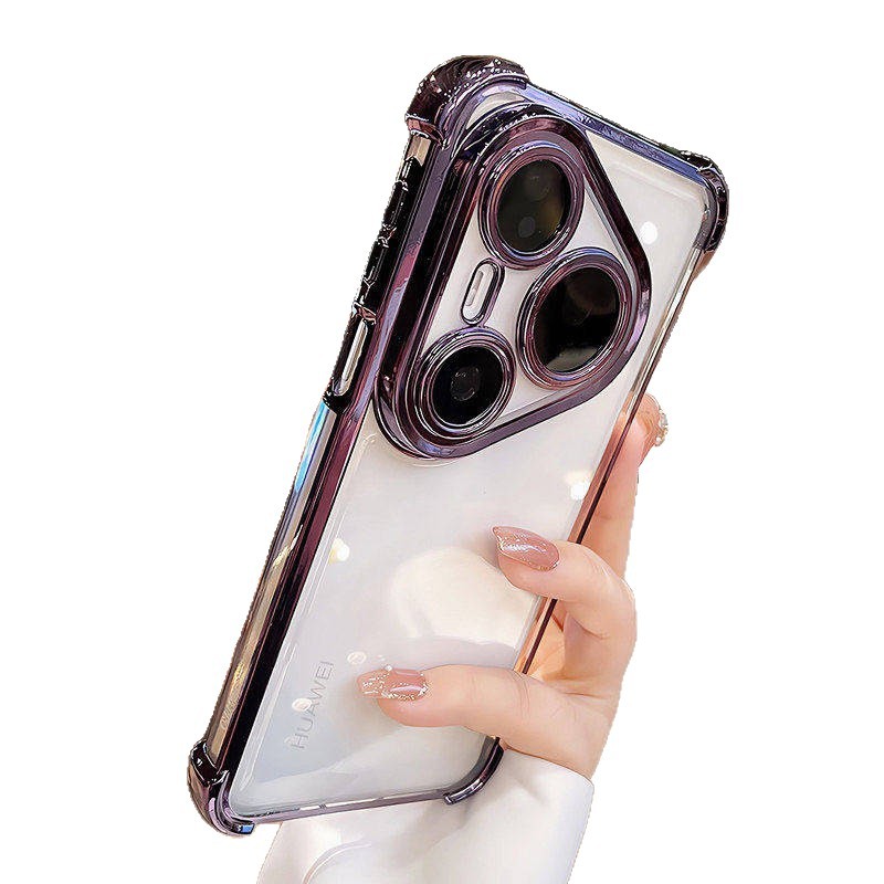 Cuatro ángulos airbag anti-caída para Huawei P90PROMAX caso de teléfono móvil MATE80 transparente lente galvanizada película casca suave