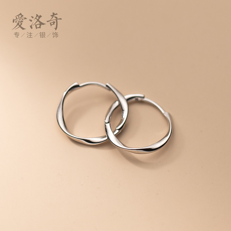 Eloch s925 plata coreana simple giratoria torsión perilla pequeña atmósfera fresca línea espiral perilla G9314