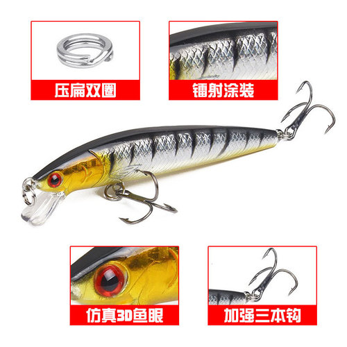 Lure Hard Bait 10cm/9g Minnow Fish Bait with Rattle Beads Floating Plastic Bait Lure Bait Fake Bait 