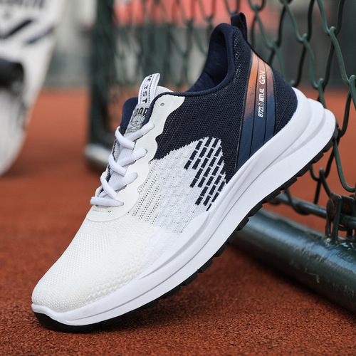 Cross-border wholesale men's 2024 spring new style fashionable versatile outdoor running shoes breathable flyknit casual shoes