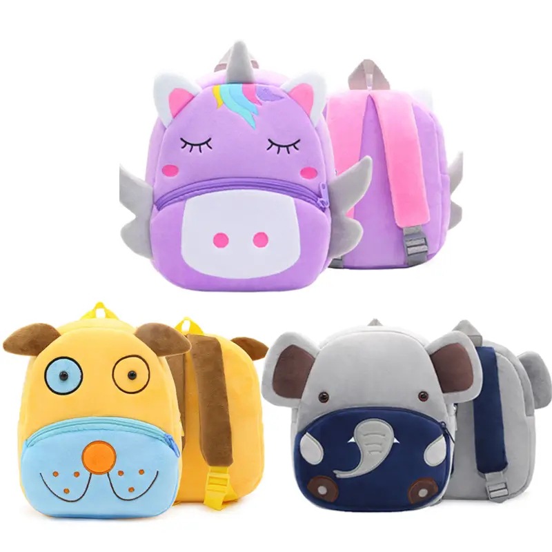 1pc Zoo Series Cute School Bag Cartoon plush Backpack For