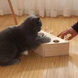 实木简约打地鼠猫抓板玩具逗猫棒小猫解闷猫猫耐咬猫咪用品