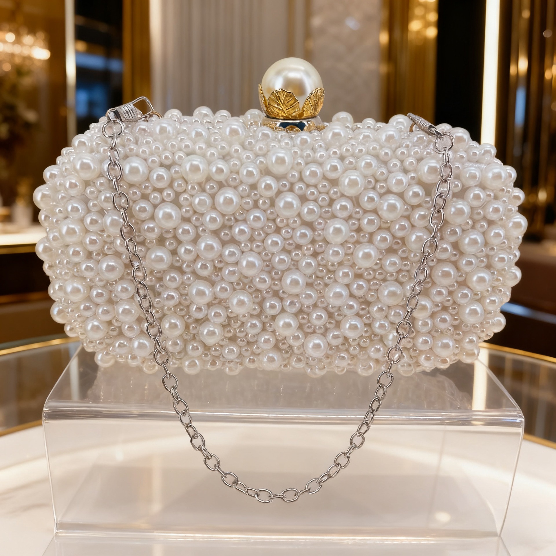 Ventas transfronterizas de bolsas de perlas de banquete de damas, bolsas de mano de perlas, bolsas de noche de lujo ligeras y de alto nivel