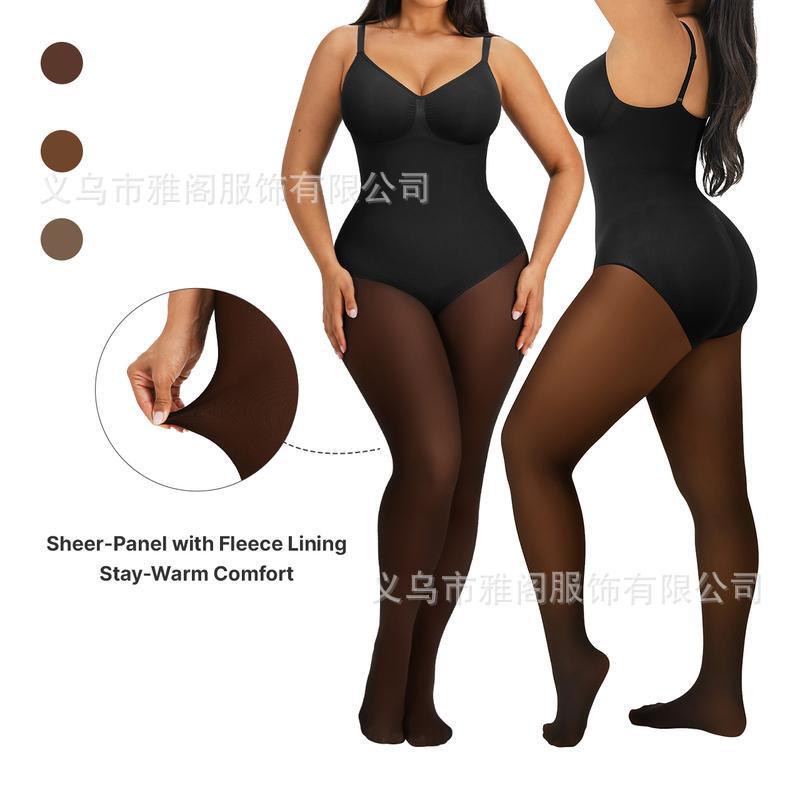 Cross-border TK autumn and winter one-piece shapewear, tummy control, fleece-lined jumpsuit, open-crotch, butt-lifting, shaping camisole shapewear