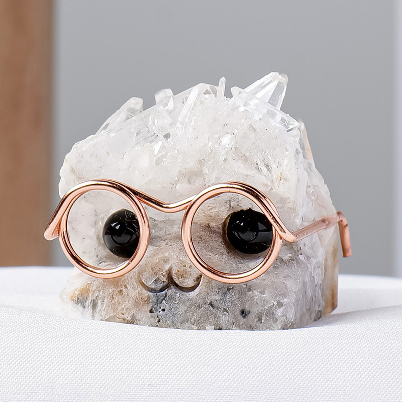Crystal natural transfronterizo pequeño erizo adornos de escritorio para el hogar para jugar con gafas para la decoración creativa del erizo mayorista