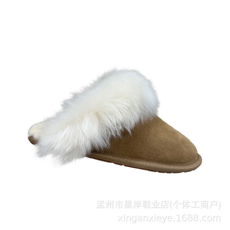 河南桑坡村新款托斯卡纳羊毛拖鞋女大毛毛拖|undefined