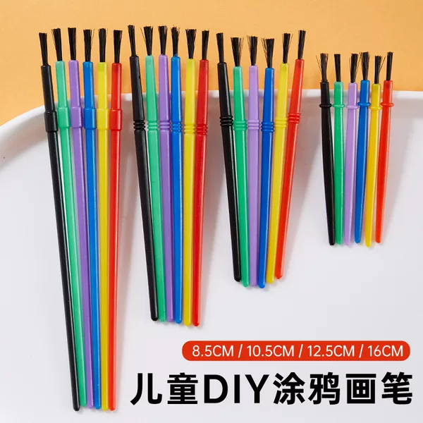 Multi-color multi-size children's diy small brush paint paint brush plastic rod cutting brush watercolor gouache oil brush