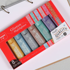 Flash highlighter metallic pink starry sky marker pen Morandi metallic color accent pen handbook decoration pen 8 colors