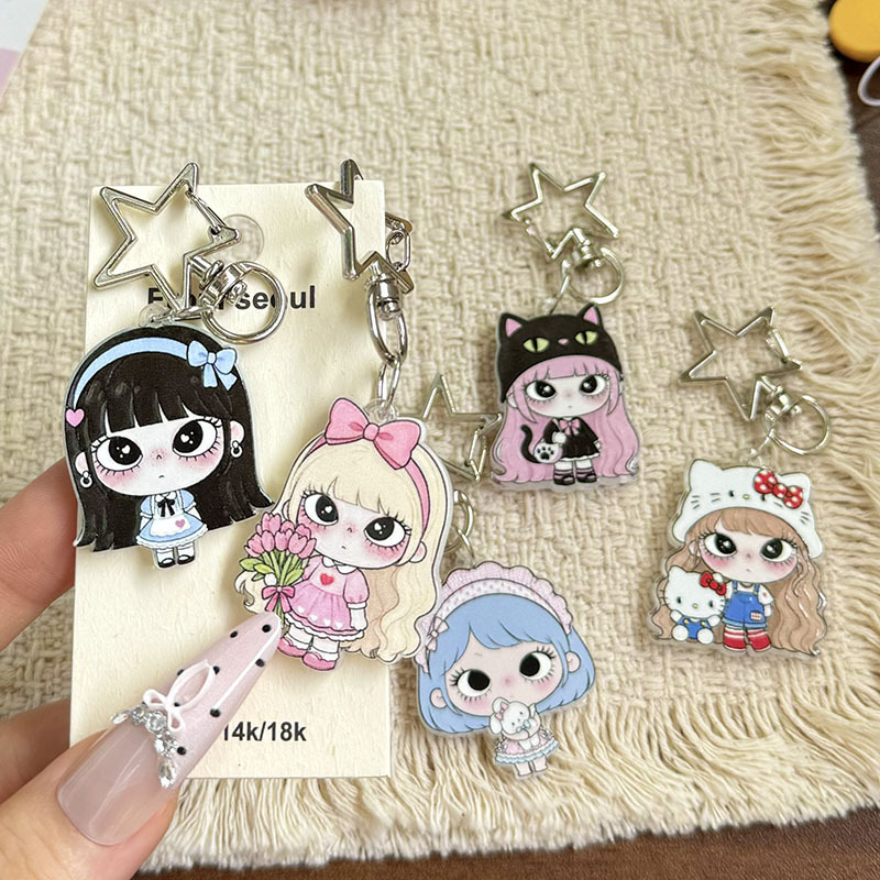New double-sided embossed acrylic pendant, sweet keychain for mobile phones, AirPods, and bag decoration New double-sided embossed acrylic pendant, sweet keychain for mobile phones, AirPods, and bag decoration