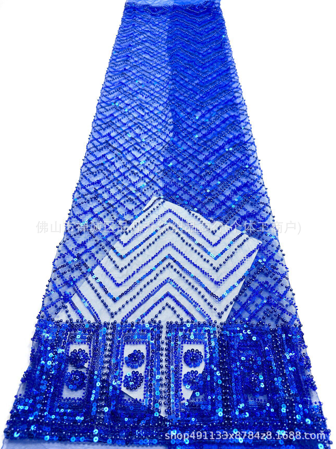 Moda nacional ropa de escenario ropa de rendimiento ropa de tela de bordado de perlas de la industria pesada sequinilla tela de bordado de perlas al por mayor