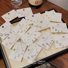S925银针真金电镀一卡三对耳钉套装小巧精致耳环韩系高级感耳饰女