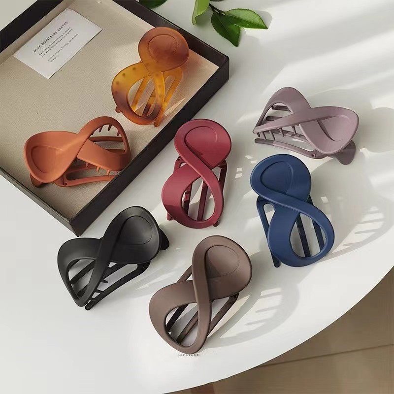 小眾啞光韓國8字形幾何盤發橫夾磨砂後腦勺抓夾氣質優雅髮夾髮飾