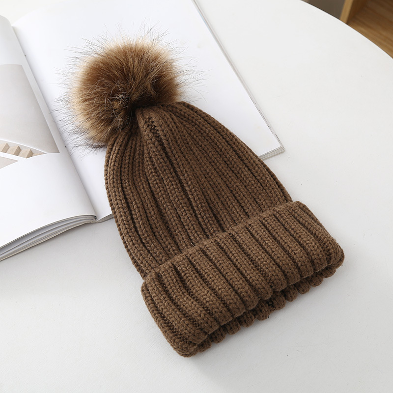 秋冬帽子の子供はキツネの毛玉の帽子のキャンディー色の毛糸の帽子をまねて、厚い保温の耳の包みの頭の帽子をかぶせます。