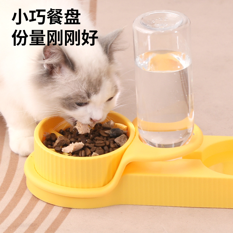 Nuevo tazón de alimentación transfronteriza para gatos alimentador automático de agua tazón para perros 2 en 1 dispensador de agua de doble uso tazón para gatos artículos para mascotas