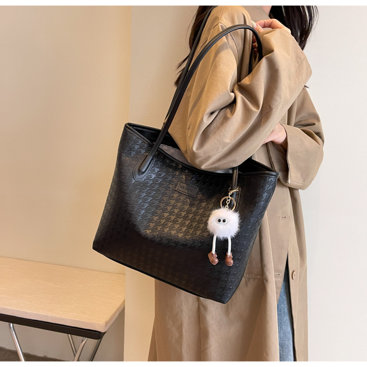 Túi tote nữ cỡ lớn đeo vai đi làm, sức chứa cao cấp — Màu đen chi tiết 3